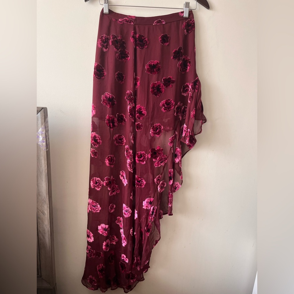 for Love & Lemons Silk-Blend Sophie Velvet Floral Skirt Pansy - Small - Picture 4 of 16